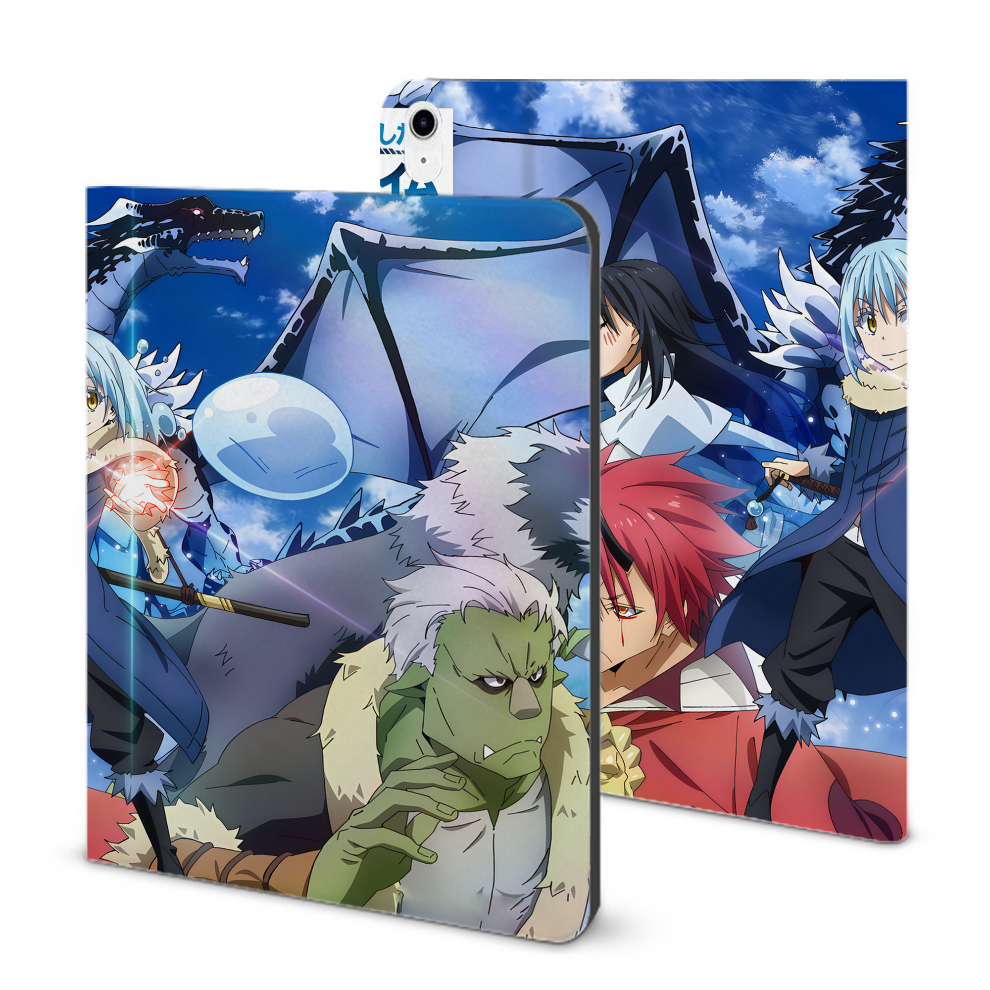 （画像用） 転スラ Regarding Reincarnated to Slime IPad ケース ブック型 PUレザー TPU 耐衝撃 軽量 薄型 ペン収納なし 全面保護 IPad 各モデル対応